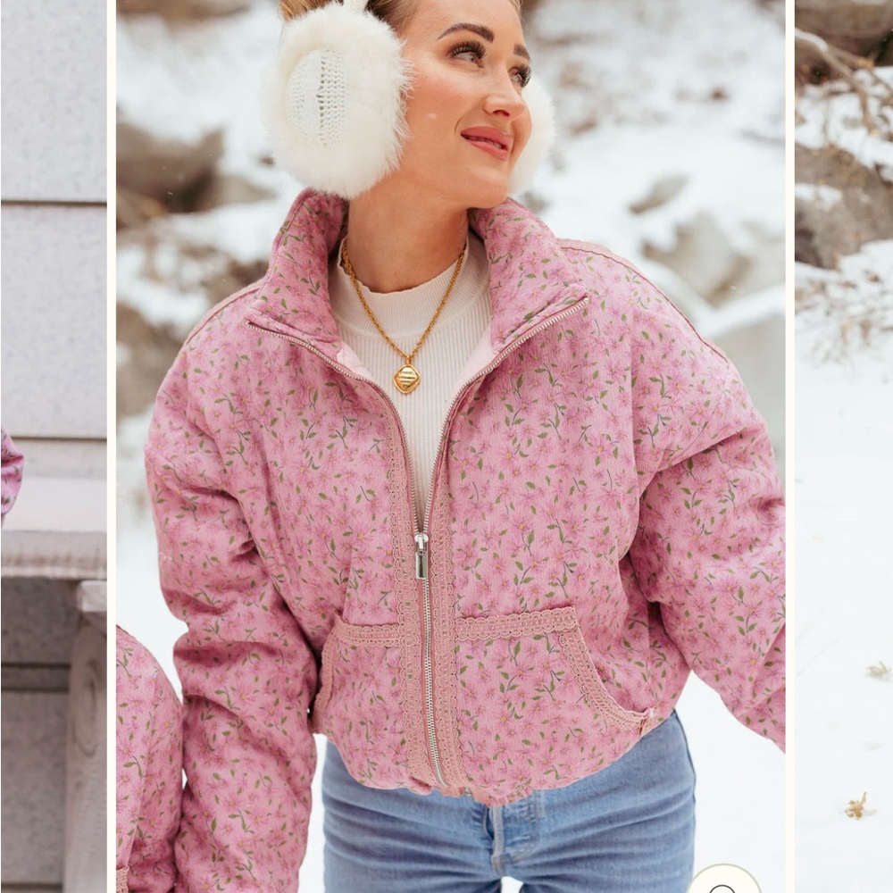 Ivy City Co Tasia Jacket Coat in pink floral